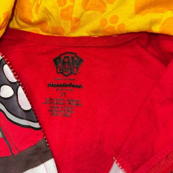 Nickelodeon Paw Patrol Marshall 3T Zipper Hoodie Red Yellow Firefighter Toddler - Picture 3 of 3